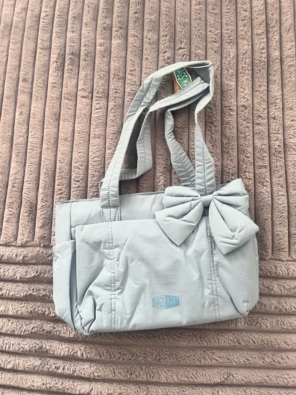 Light Gray Tote Bag with Decorative Bow for Women